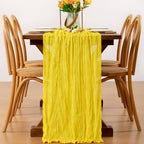 Yellow Cheesecloth Table Runner Boho Wrinkled Gauze Table Runners - Image 4