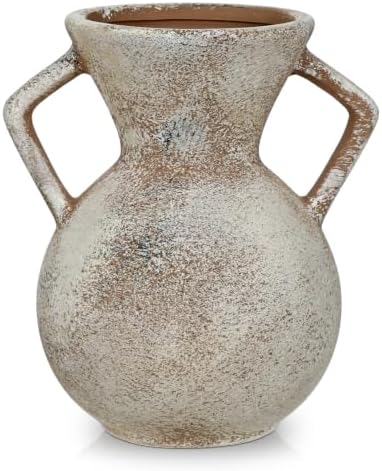 Ceramic Flower Vase Home Decor - Farmhouse Table Vases with Handle by GnFlus