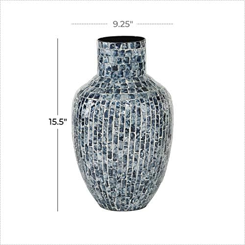 Deco 79 Mother of Pearl Shell Handmade Vase, 9" x 9" x 16", Blue - Image 7