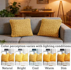 Pillow Covers 24x24 Set of 2 Velvet Euro Shams Decorative Farmhouse Pillowcases Boho Square Cushion Covers Soft Bubble Texture for Couch Sofa Bed Bedroom Car Living Room，Yellow - Image 2