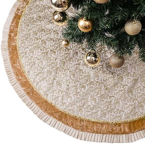 Valery Madelyn 36 Inch White Gold Christmas Tree Skirt for Tree Decorations by ValeryMadelyn