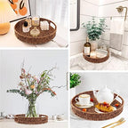 Coffee Table Tray 2 Pack Rattan Woven Basket Multifunctional Round Rattan Serving Tray with Handles, Decorative Trays for Home Decor, Kitchen Counter, Living Room - Image 6