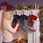 Thiccywoov 3 Pack Tartan Plaid Christmas Stockings 20'', Red, Green, White - Image 5