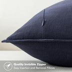 MIULEE Decorative Linen Pillow Covers 20x20 Inch Navy - Image 3