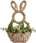 Bunny Basket Hanging Wall Pocket Spring Decor - Hand Woven Wicker Easter Basket - Bunny Hanging Ornament, Wicker Easter Baskets Rabbit Statue Spring Wreath for Front Door by Unknown