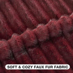 FUTEI Pack of 2 Faux Mink Fur Throw Pillow Covers 26x26 Inch, Burgundy - Image 2