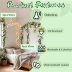 ucky Ivy Vines 71 Inch 4 Pcs Artificial Plant Silk Fake for Wall Hanging Decor Greenery Ceiling Decor Home Decor Outdoor Decor Wedding Decoration Vines Aesthetic Room Decor （White） - Image 3