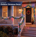 Dingion 50 ft Pre-lit Christmas Garland for Outdoor Dark Green & Colored - Image 4