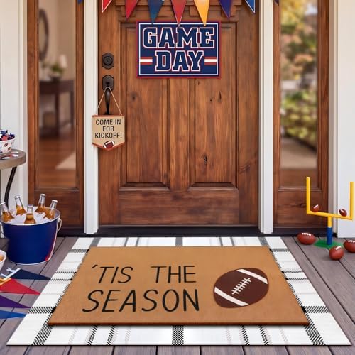 Drydiet 2 Pcs Football Layered Doormats Fall Football Coir Welcome Mat - Image 6