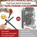 Christmas Stocking Holder Stand with 10 Hooks, Foldable FreeStanding Stocking Hangers Rack for Floor, Home, Living Room Holiday Decor - Quick Assembly Aluminium Matte Black - Image 3