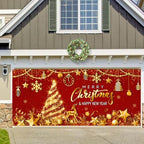 Tiamon Christmas Garage Door Cover Banner 7x16 ft Outdoor Xmas, Red Gold - Image 5