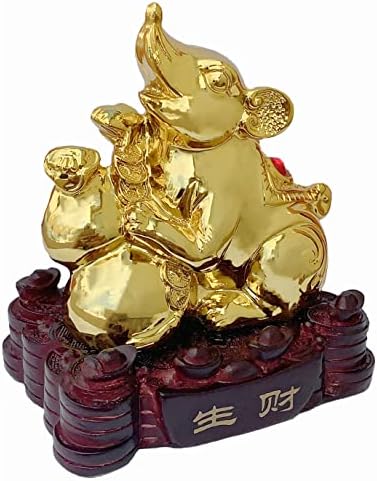 Betterdecor Gold Color Feng Shui 12 Chinese Zodiac Animal Statue Figurine Home Office Decoration and Gift for New Year Holidays and Birthday (Zodiac Rat) - Image 3