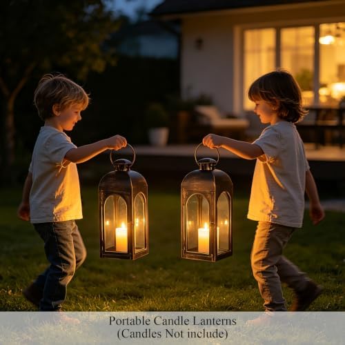 16.25'' Decorative Candle Lanterns for Indoor Outdoor, Waterproof Copper Hanging Lantern for Porch Patio Party - Image 4