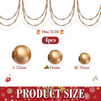 Giegxin 4 Pcs 32.8 ft 4th of July Wooden Bead Garland Patriotic Hanging Garland Farmhouse Beads Decor for Independence Day Mantel Table Party Wall Home Decorations (Gold) - Image 2