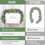 BonBloom's 4 Pack Artificial Eucalyptus Garland with White Flowers, Faux Greenery Garland Decor 5.9 FT Fake Spring Garlands for Table Mantle Hanging Vines Wedding Backdrop Arch Wall Decor - Image 3