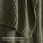 EVERGRACEHOME Chunky Chenille Knit Throw Blanket, 108x92, Olive Green - Image 2