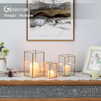 Glasseam Gold Hurricane Candle Holder for Pillar 3Pcs Square Lanterns Decor - Image 6