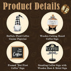 Coffee Bar Decor, 8 PCS Coffee Decorations for Table Tiered Tray Shelf - Image 2