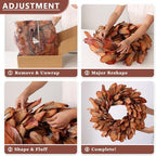 26" Artificial Fall Magnolia Leaf Wreath for Front Door Decoration (Orange) - Image 5