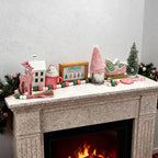 Pink Christmas Decorations 8 PCS Tiered Tray Decor Set for Home Office - Image 7