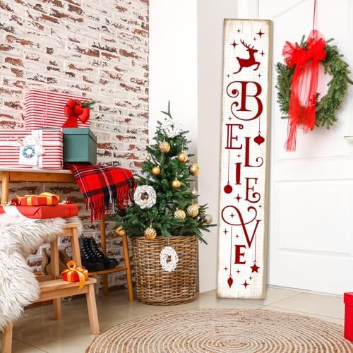 Welcome Porch Sign, Wooden, 47.2", Outdoor Front Door, Reindeer - Image 2
