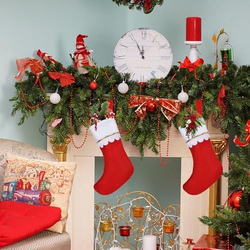 36 Pcs 17" Felt Christmas Stocking Bulk, Red Christmas Socks Bulk with White Cuff Golden Trim, Christmas Hanging Ornaments Xmas Decoration for Mantel Door Window Holiday Home Décor - Image 5