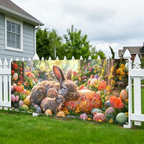 6x13 FT Easter Bunny Garage Door Banner - Colorful Egg Floral Backdrop, Large Indoor Garage Door Cover,Holiday Decoration for Home,Yard,Party - Image 7
