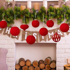30pcs Velvet Christmas Ball Ornaments, Flocked Shatterproof Christmas Ornaments Hanging Xmas Tree Decorations Set for Home Party Holiday Decor (Multi-Size, Red) - Image 4
