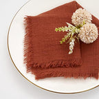 Pesonlook 24 Pcs Terracotta Cotton Linen Napkins with Fringe, 16x16 Inches - Image 2