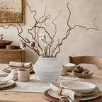 Briful Rustic Ceramic Vase 6'' Decorative Farmhouse Table Vase, Off White - Image 2