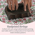 CPC Tablecloth 100% Cotton 72x140 Inch Indian Block Print Rectangle Table Cover, Red Table Cloth for Weddings, Spring/Summer, Barbeque - Red Garnet - Image 5