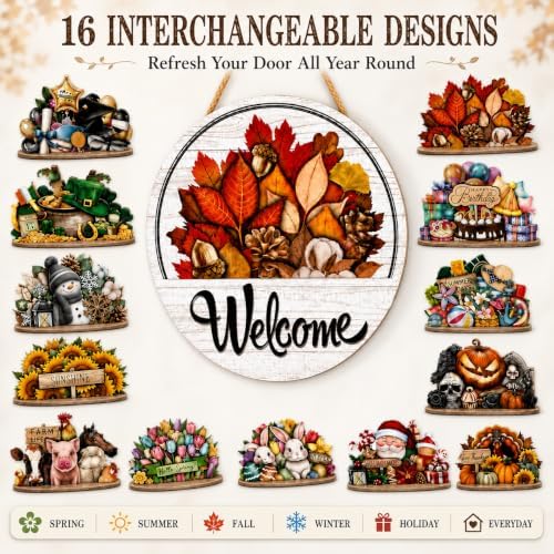 16 Pcs Interchangeable Welcome Sign for Front Door, 12 In Wood Decor - Image 4