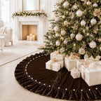 Christmas Tree Skirt,Velvet Tree Skirt with Ruffled Edge with Pearls, Classic Large Velvet Fur Plush Tree Skirt for Merry Christmas(Brown,60Inch) - Image 2