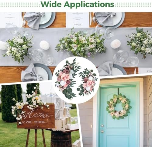 2 Pcs Wedding Arch Flowers Set, Large 23.6 in & Small 15.7 in Artificial Floral Swag for Outdoor Wedding Decorations, Pre-Assembled for Easy Installation, Polyester Flowers for Longevity (Rose) - Image 5