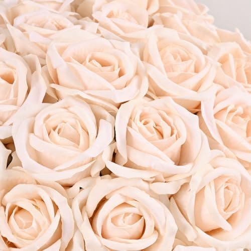 100Pcs Champagne Roses Artificial Flowers Real Touch Velvet Roses Bouquet - Image 6