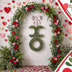 Suncalla 39.4 Inch Valentines Day Wreath with Bow Artificial Greenery XO Valentine's Day Door Wreath Swag Sign for Indoor and Outdoor Porch Front Door Wall Mantels Fireplace Wedding Decor Gift - Image 4