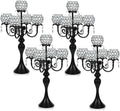 Set of 4 Crystal Tea Light Candle Holders - 22.5" Tall Metal & Crystal Centerpiece with Weighted Base for Birthday Valentine Dinner Table Decor- Matte Black by kehail