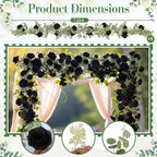 Suncalla 8 Pack 6.56ft Artificial Rose Flower Garland Silk Flocked Black Rose Garland Faux Eucalyptus Peony Flower Vine for Wedding Party Table Centerpiece Arch Background Decor(Seeded Eucalyptus) - Image 2