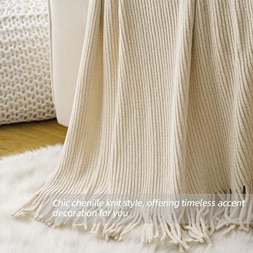 BATTILO HOME Beige Throw Blanket for Couch, 50"x60" - Image 3