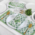 Lace Cloth Napkins, Cotton Linen, 12 Pack, 20x20 Inch, Green Damask - Image 3