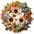 zjlmit 22" Fall Wreaths for Front Door with Pumpkin Sunflower Maple Leaf by zjlmit