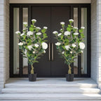 2‑Pack 3FT White Artificial Potted Camellia Tree Home Decor by Berdkaba