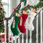 Personalized Christmas Stockings - 18 Inches Hanging Stockings with DIY Snowman Name Tags, 6 Pack Large Size Knitted Stockings for Mantels, Christmas Tree Family Holiday Decor, Red Green White - Image 5