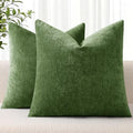 decorUhome Soft Chenille Moss Green Throw Pillow Covers 24X24 Set of 2 by decorUhome