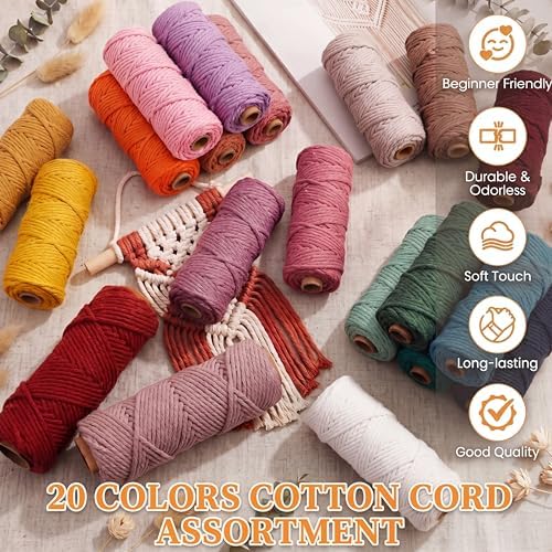 Timgle 20 Rolls Macrame Cord 4 mm X 875 Yards, Macaron Colors - Image 6