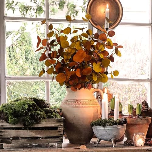 8 Pcs Artificial Fall Eucalyptus Stems, 27 Inch - Image 3