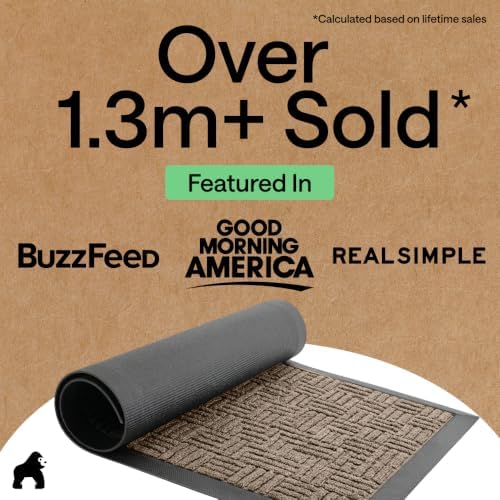 GORILLA GRIP WeatherMAX Door Mat, Indoor Outdoor Use, 72x24, Beige Maze - Image 4