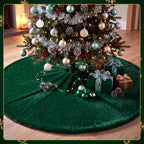 Viorawhite Emerald Green Christmas Tree Skirt, 60 Inch Large Faux Fur - Image 5