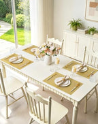 Leetaltree Gold Frame Placemats Set of 24, Woven Vinyl Heat Resistant - Image 3