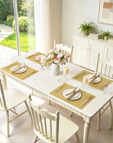 Leetaltree Gold Frame Placemats Set of 24, Woven Vinyl Heat Resistant - Image 3